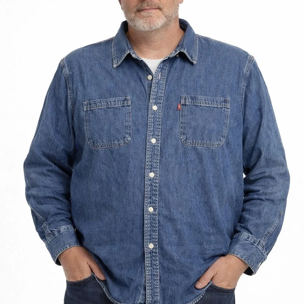 Levi’s Men’s Button Down Thick Jean Shirt-Size XXL